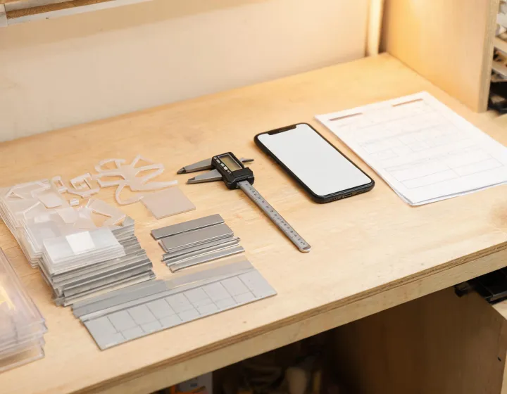 Prepared laser samples and notes ready for an application call