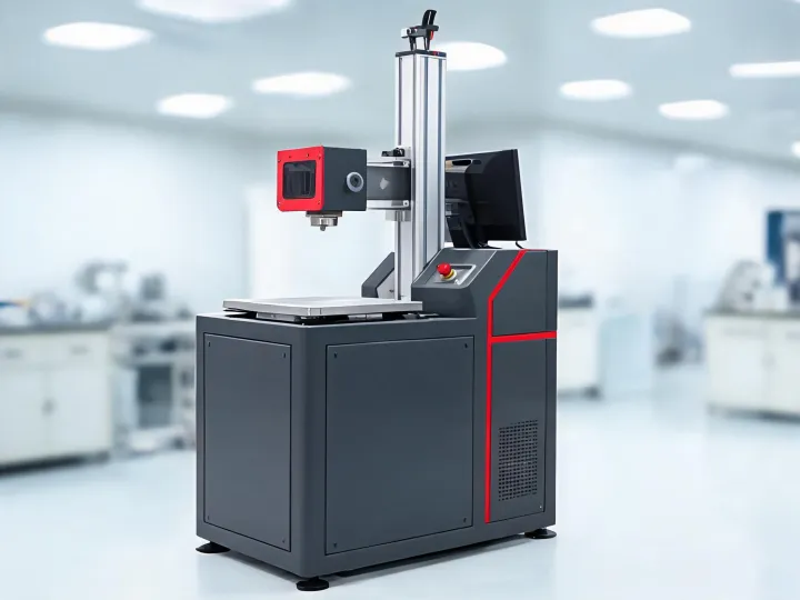 Fiber laser marking workstation with metal fixtures